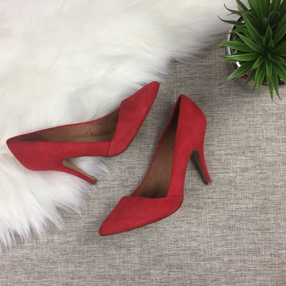 Madewell Mira Red Suede Pumps
